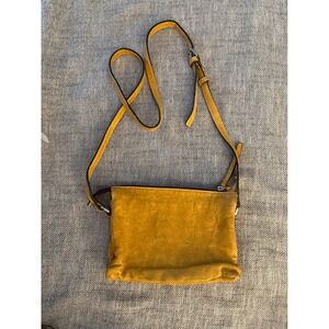 Maxon Mustard Yellow Genuine Leather Crossbody Bag Adjustable Strap Made Italy